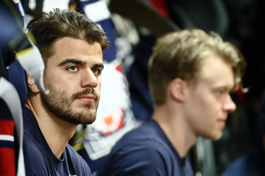 Linköpings Almen Bibic före ishockeymatchen i SHL mellan