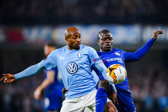 Fouad Bachirou of Malmö FF and N'Golo Kante of Chelsea