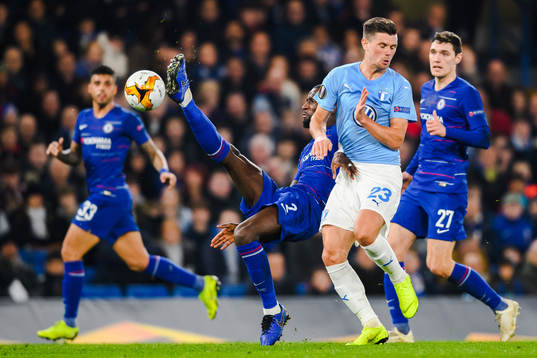 Antonio Rüdiger of Chelsea and Marcus Antonsson of Malmö FF