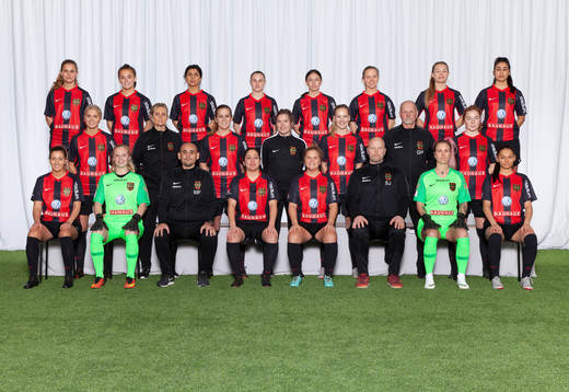  Felicia Thörngren, Filippa Wallén, Aisha Faiqi, Jennifer Sjösten, Rebecka Lundblad Roth, Emelie Eriksson, Agnes Bergling, Esti Montes De Oca Munoz. Mittenledet från vänster: Alice Carlsson, naprapat Marie Öijvall Linnros, Mathilda Prim, assisterande tränare Frida Sjöberg, Fia Jonsson, målvaktstränare Göran Pettersson, Maja Wiklander. Sittande från vänster: Daniella Novakovic, Josephine Frigge, huvudtränare Marcelo Fernandez, Michelle Rojas Flores, Fia Grönborg, sportchef Staffan Jacobsson, Kaisa Nilsson, Eldina Ahmic.