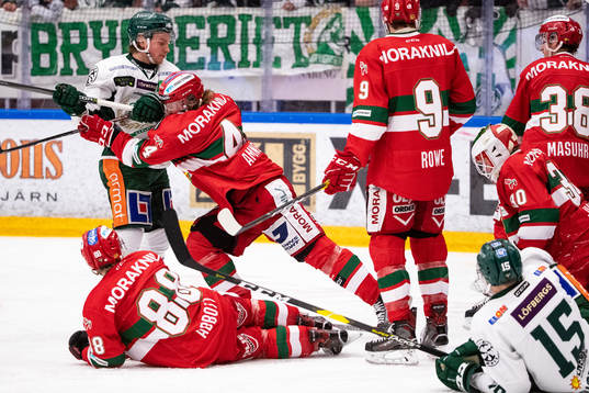 Moras Viktor Amnér och Färjestads Joakim Nygård och