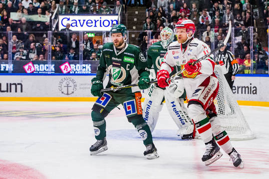 Färjestads Mikael Wikstrand och målvakt Adam Werner