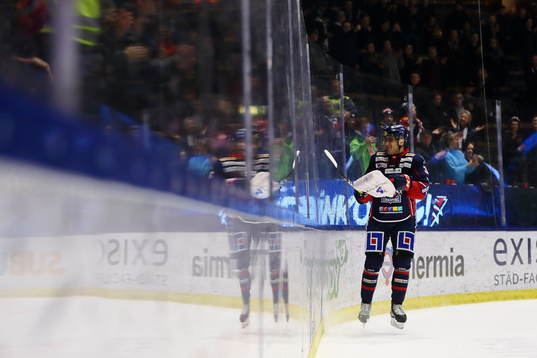 Linköpings Almen Bibic jublar med sina supportrar