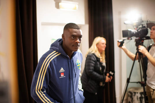 Ken Sema of the Swedish national football team at a press