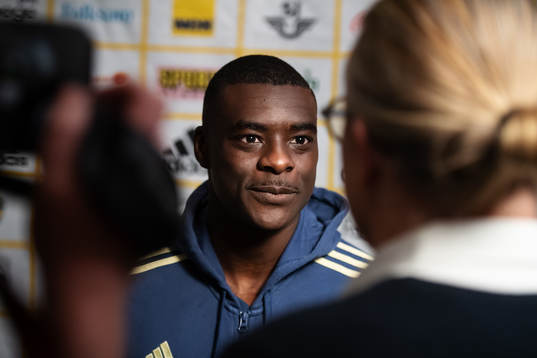 Ken Sema of the Swedish national football team at a press