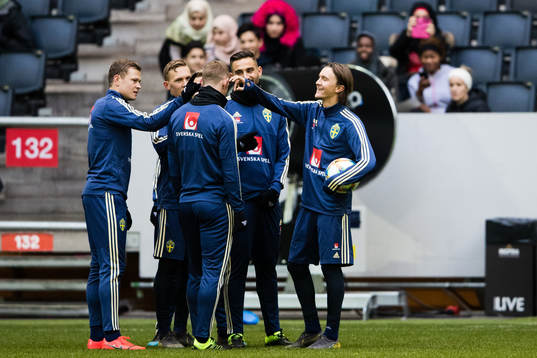 Viktor Claesson, Ludwig Augustinsson Emil Krafth, Sotirios Papagiannopoulos and Kristoffer Olsson of Sweden