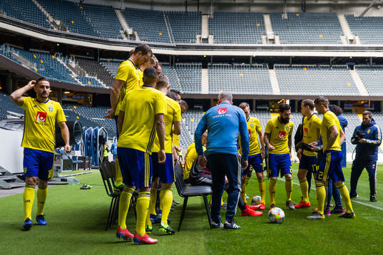 Members of the Swedish national football team are preparing