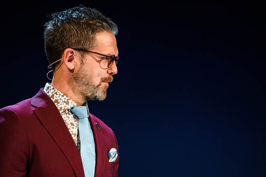 s tränare Rikard Norling  under fotbollsallsvenskans upptaktsträff den 19 mars 2019 i Stockholm.
