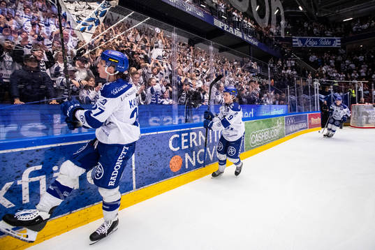 Leksands Anton Karlsson och Marcus Karlberg   jublar