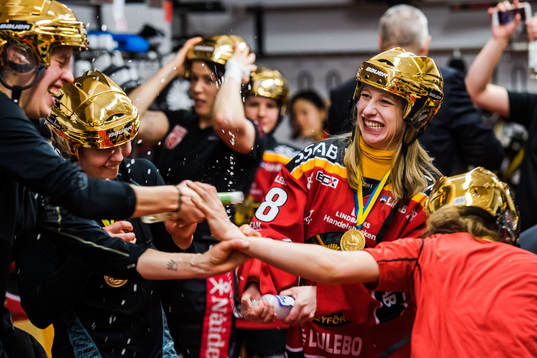 Luleås spelare jublar i omklädningsrummet