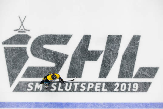 s Didrik Strömberg och logotypen för SHLs SM-Slutspel 2019
