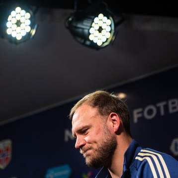 Andreas Granqvist of Sweden talks to the media