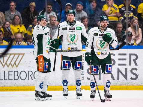 Färjestads Sebastian Erixon, Ilari Melart och Martin