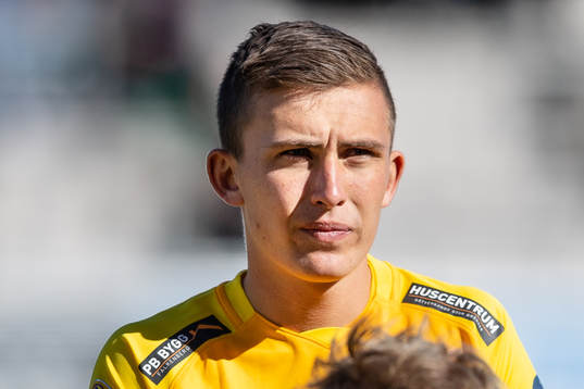 Falkenbergs John Björkengren före fotbollsmatchen i