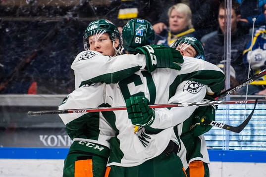 Färjestads Gustav Rydahl, Johan Ryno och Joakim Nygård