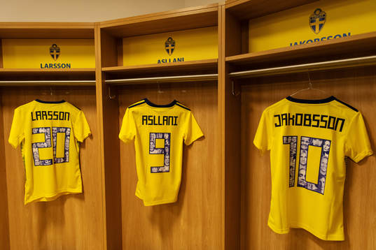 Jerseys of Mimmi Larsson, Kosovare Asllani and Sofia