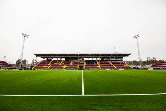 Vy över Jämtkraft Arena fotbollsmatchen i Allsvenskan