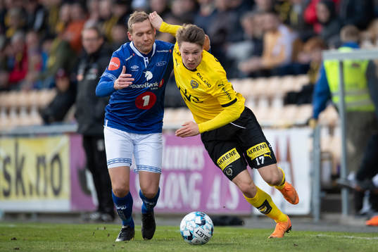 Øyvind Storflor of Ranheim and Kristoffer Ødemarksbakken of Lillestrøm