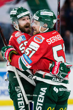 Frölundas Jonathan Sigalet och Mats Rosseli Olsen jublar