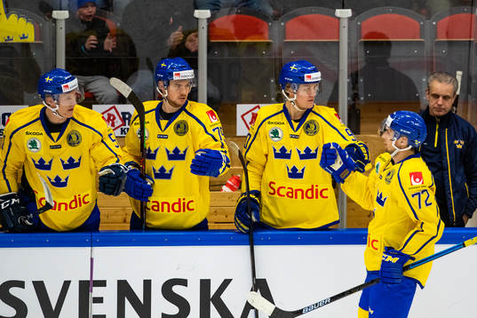 Daniel Zaar (th) celebrates with Jesper Boqvist  of Sweden