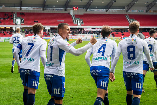 IFK Norrköpings Jordan Larsson jublar efter 0-1 målet