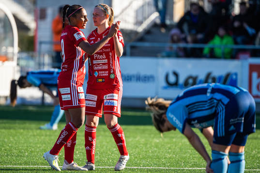 Piteås Madelen Janogy och Lena Blomkvist jublar