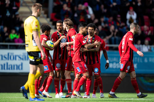 Östersunds spelare jublar efter 1-1 målet