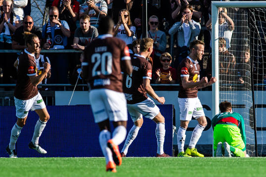 Tonny Brochmann of Mjøndalen celebrates after 1-0