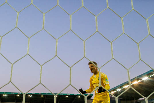 Goalkeeper Sondre Rossbach of Odd celebrates at the final whistle