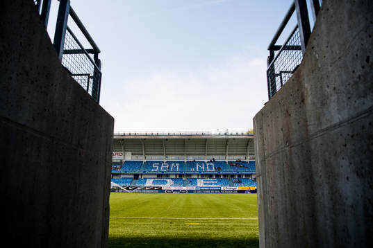 General interior view of Aker Stadion ahead of the Eliteserien match between Molde and Rosenborg on April 28, 2019 in Molde.