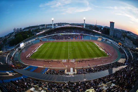 Översiktsbild av Nya Ullevi när IFK Göteborgs Sargon Abraham gjort 3-0