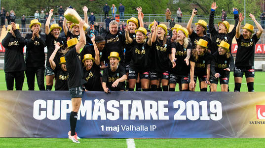 Göteborgs spelare jublar med pokalen