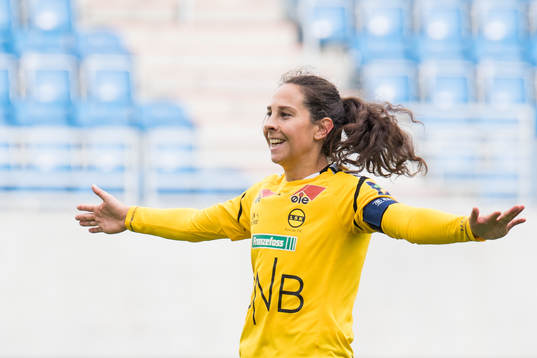 Ingrid Moe Wold of LSK Kvinner celebrates