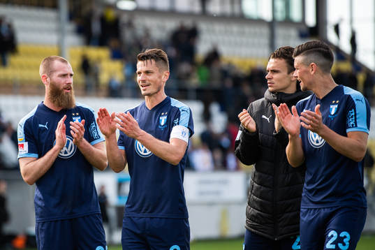 Malmö FFs Jo Inge Berget, Markus Rosenberg, Andreas Vindheim och Marcus Antonsson jublar