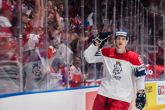 Dominik Kubalik of Czech Republic celebrates