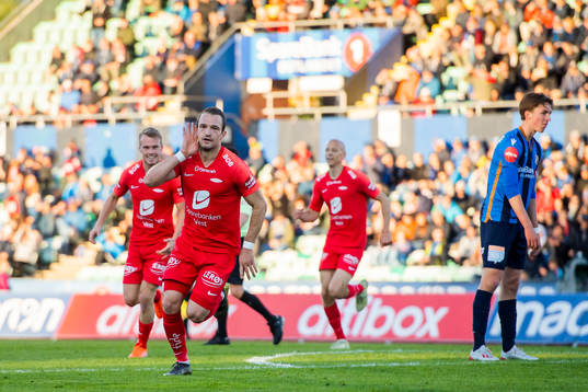 Veton Berisha of Brann celebrates after scoring 0-1