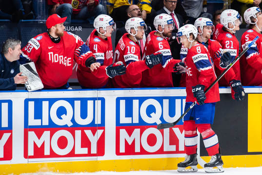 Mathias Trettenes of Norway celebrates the 1-8 goal