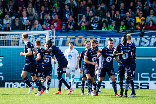 Bendik Bye of Kristiansund celebrates