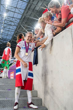 Ada Hegerberg of Lyon celebrates with her family