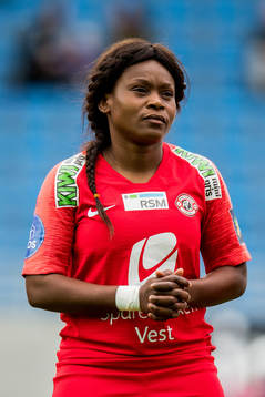 Augustine Siliki of Arna-Bjørnar ahead of the Toppserien football match between Stabæk and Arna-Bjørnar on May 18, 2019 in Oslo.