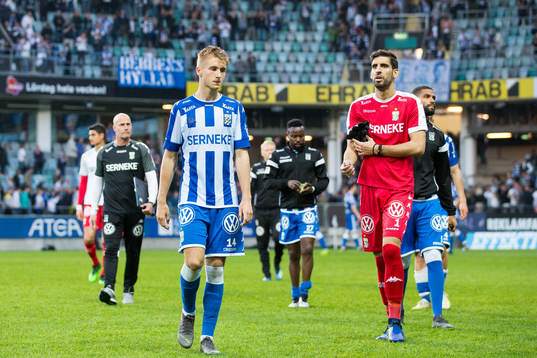 IFK Göteborgs Benjamin Nygren och målvakt Giannis Anestis