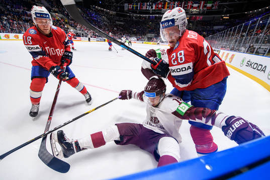 Tobias Lindström and Niklas Roest of Norway in action with