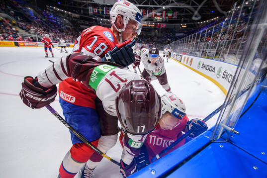 Tobias Lindström and Niklas Roest of Norway in action with