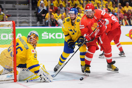 Alexander Ovechkin of Russia against Oliver Ekman Larsson