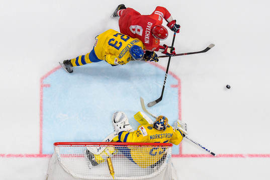 Alexander Ovechkin of Russia against Oliver Ekman Larsson