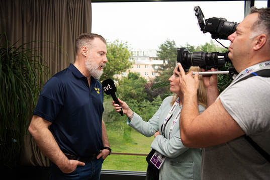 Head coach Rikard Grönborg of team Sweden at a press event