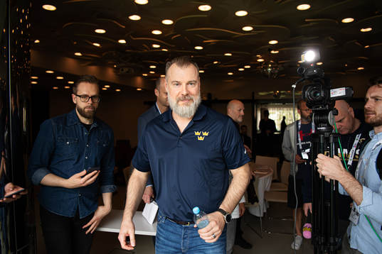 Head coach Rikard Grönborg of team Sweden at a press event