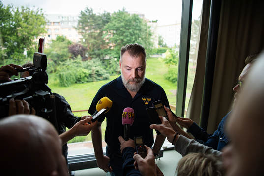 Head coach Rikard Grönborg of team Sweden at a press event