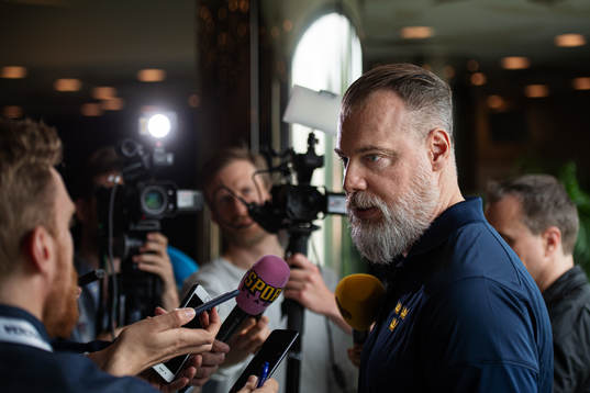 Head coach Rikard Grönborg of team Sweden at a press event