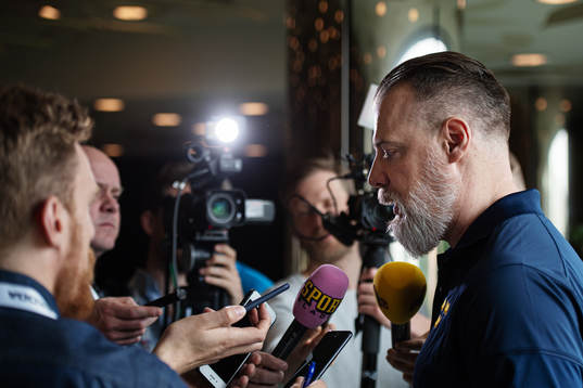Head coach Rikard Grönborg of team Sweden at a press event
